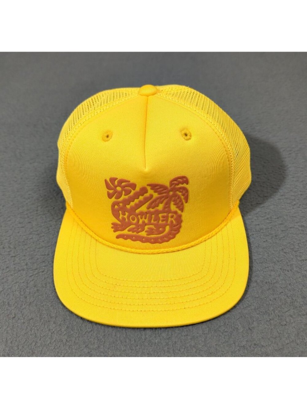 Howler Bros Hat Yellow Adult OS Trucker Gator Palm Tree Logo Snapback Cap